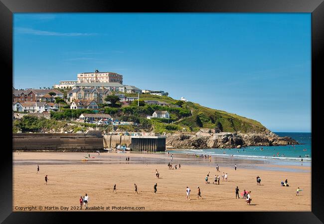Newquay Beach and The Atlantic Hotel Framed Print by Martin Day