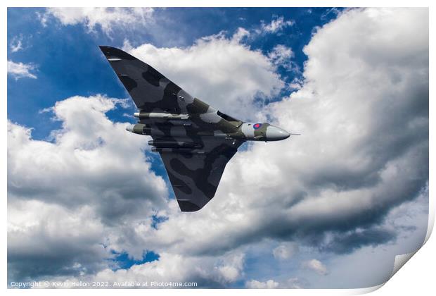 Avro Vulcan Bomber XH558 in flight Print by Kevin Hellon