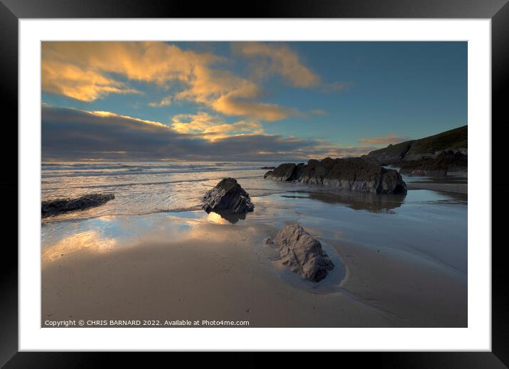 Sunset Freathy Beach Cornwall Framed Mounted Print by CHRIS BARNARD