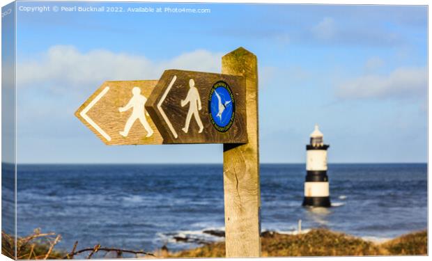 Coastal Path Sign Penmon Anglesey Wales Canvas Print by Pearl Bucknall