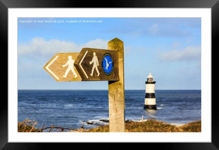 Coastal Path Sign Penmon Anglesey Wales Framed Mounted Print by Pearl Bucknall