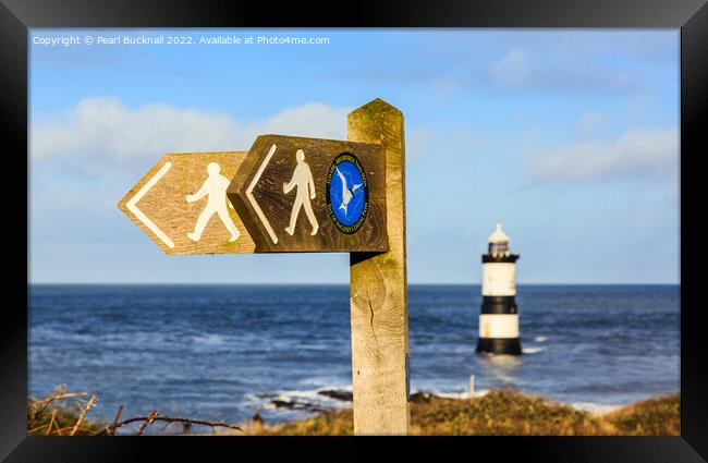 Coastal Path Sign Penmon Anglesey Wales Framed Print by Pearl Bucknall