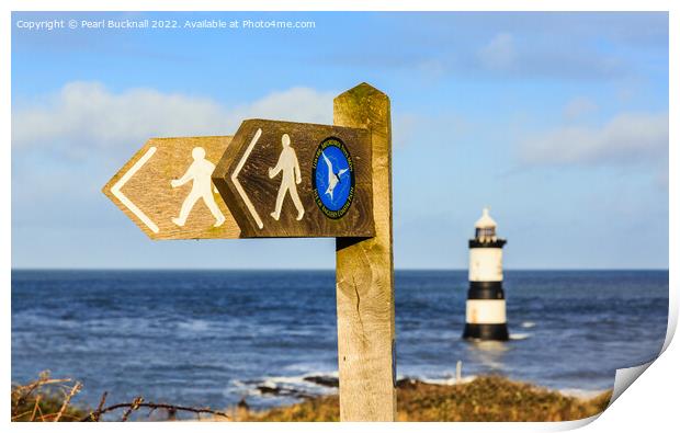 Coastal Path Sign Penmon Anglesey Wales Print by Pearl Bucknall