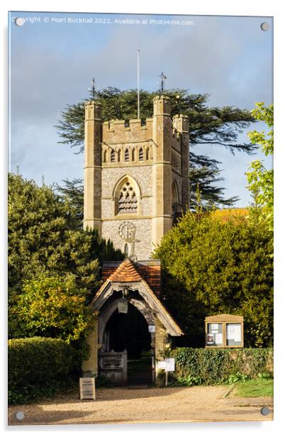 Hambleden Village Church Buckinghamshire Acrylic by Pearl Bucknall
