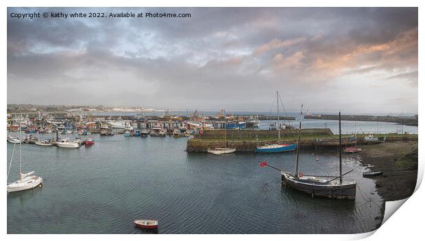 storm in Newlyn Cornwall Print by kathy white