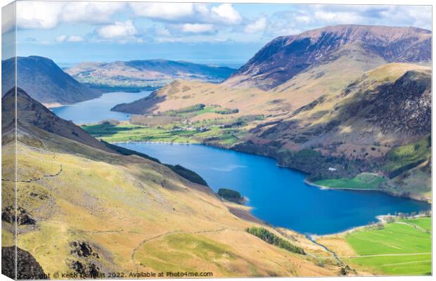 Buttermere and Crummock Water from Haystacks Canvas Print by Keith Douglas