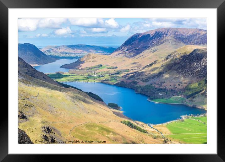 Buttermere and Crummock Water from Haystacks Framed Mounted Print by Keith Douglas
