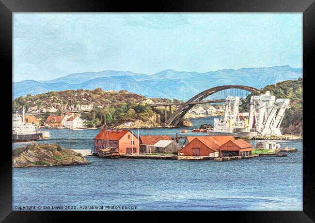 View of the Port of Stavanger Framed Print by Ian Lewis
