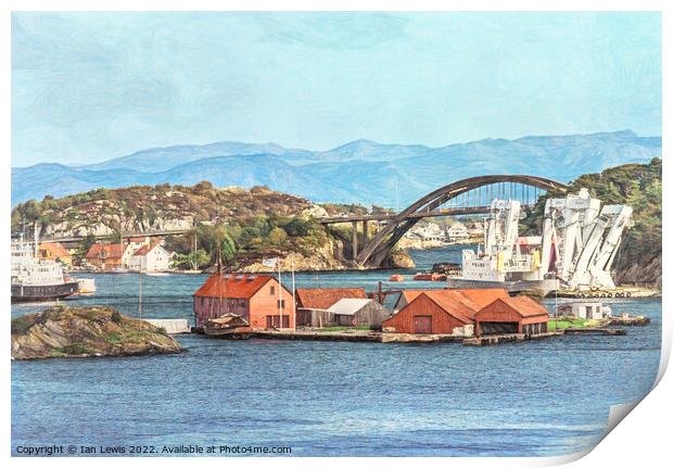 View of the Port of Stavanger Print by Ian Lewis