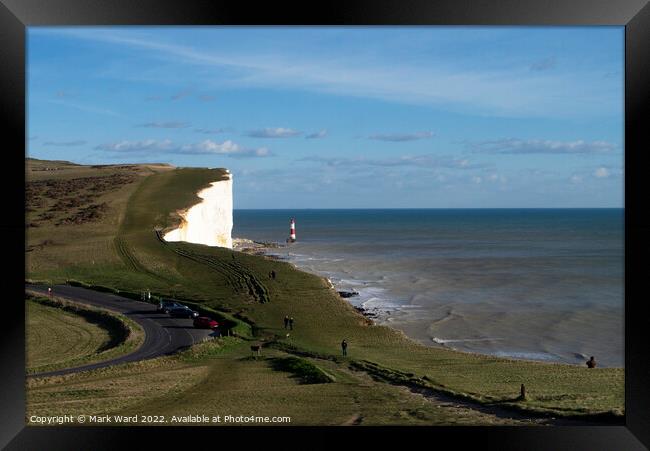 Beachy Head and the Lighthouse. Framed Print by Mark Ward