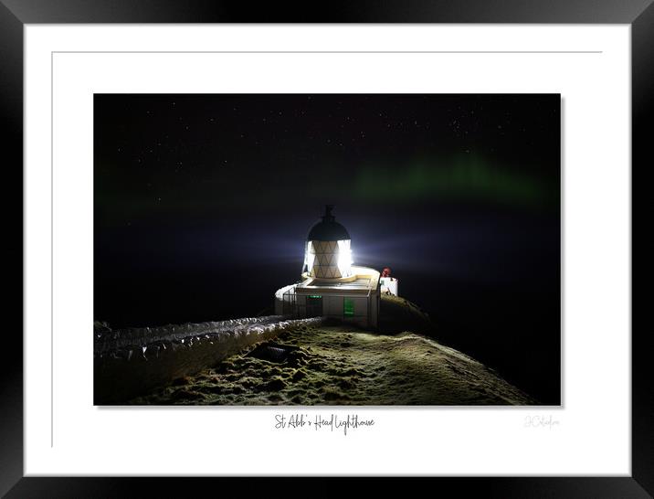 St Abbs lighthouse and aurora Framed Mounted Print by JC studios LRPS ARPS