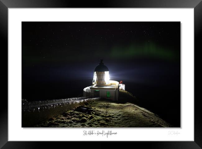 St Abbs lighthouse and aurora Framed Print by JC studios LRPS ARPS