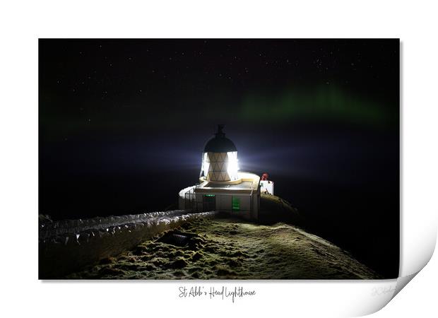 St Abbs lighthouse and aurora Print by JC studios LRPS ARPS