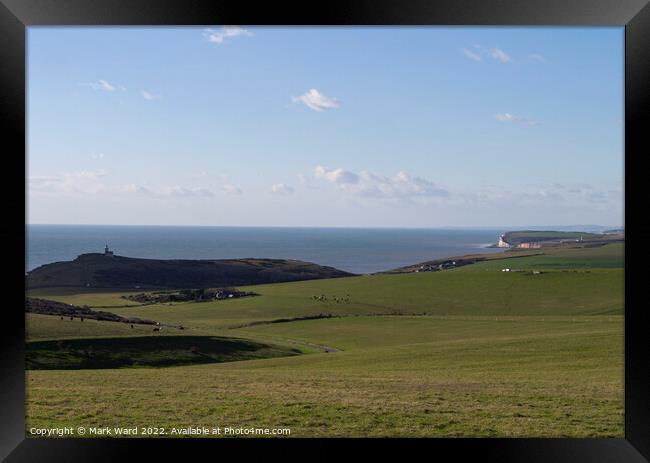 The rolling hills of Beachy Head and the Seven Sisters. Framed Print by Mark Ward