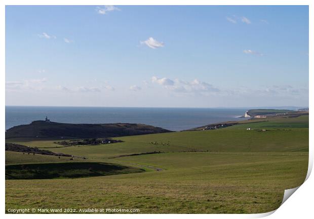The rolling hills of Beachy Head and the Seven Sisters. Print by Mark Ward