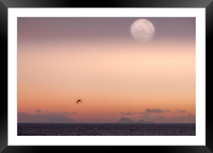 Sunset over the ocean Framed Mounted Print by Travel and Pixels 