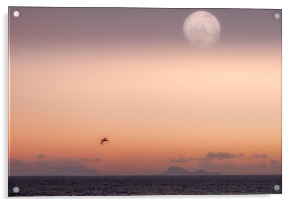 Sunset over the ocean Acrylic by Travel and Pixels 