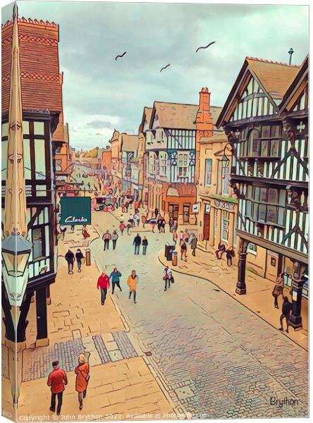 Chester Eastgate Street Canvas Print by John Brython