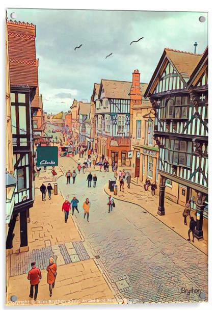 Chester Eastgate Street Acrylic by John Brython