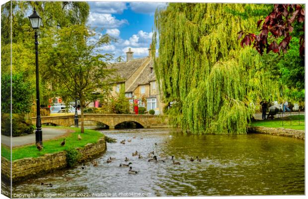 Serenity on Cotswold Stone Bridge Canvas Print by Roger Mechan