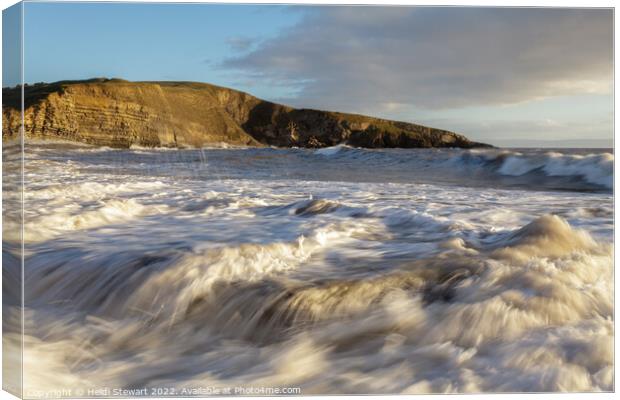 Crashing Waves at Dunraven Bay in South Wales Canvas Print by Heidi Stewart