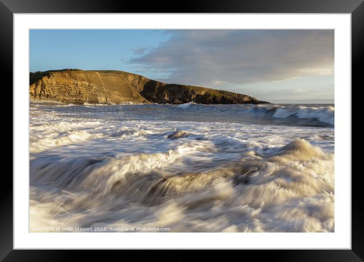 Crashing Waves at Dunraven Bay in South Wales Framed Mounted Print by Heidi Stewart