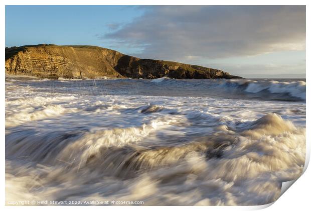 Crashing Waves at Dunraven Bay in South Wales Print by Heidi Stewart