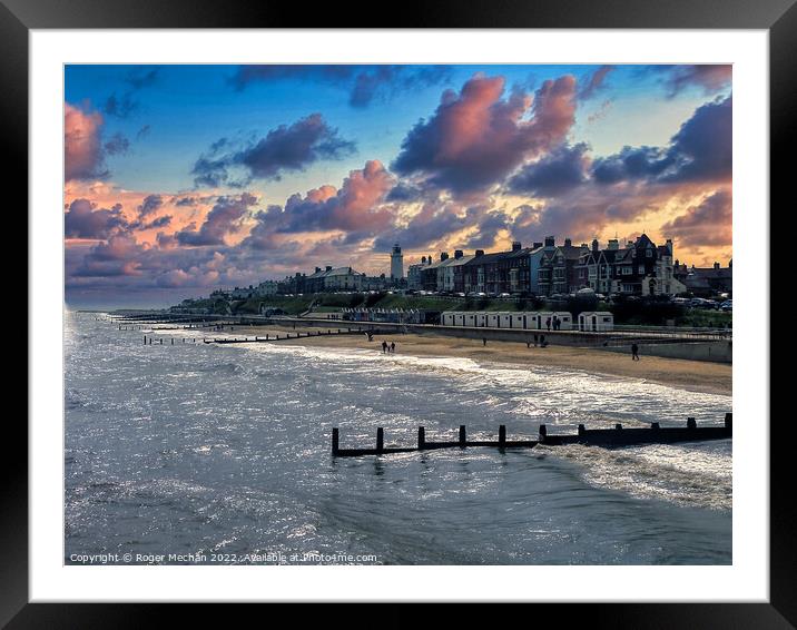 Sunset Glow on Southwold Beach Framed Mounted Print by Roger Mechan