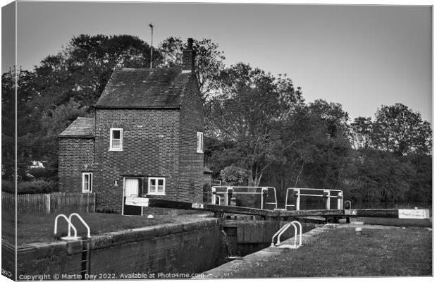 Serene Grand Union Canal Cottage Canvas Print by Martin Day