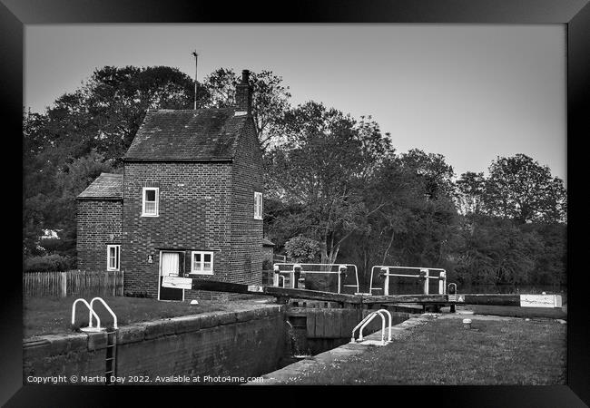 Serene Grand Union Canal Cottage Framed Print by Martin Day