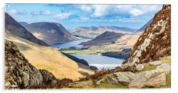 Buttermere and Crummock Water Acrylic by Keith Douglas