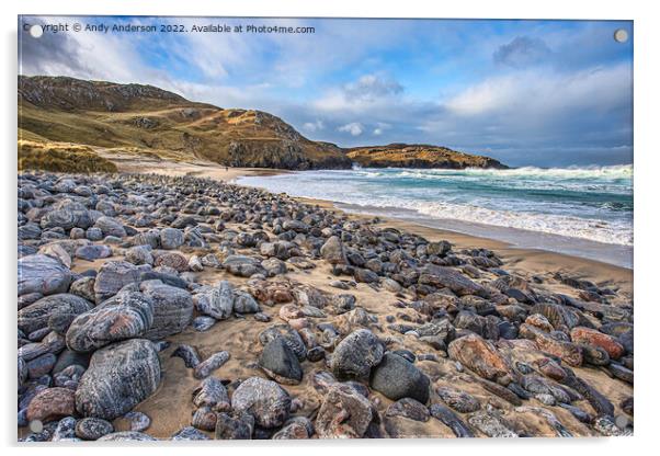 Dalmore Beach Isle of Lewis Acrylic by Andy Anderson