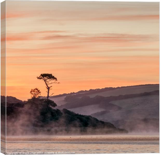 Misty Sunrise at Porthleven Loe Canvas Print by Bruce Little