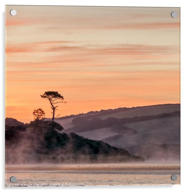 Misty Sunrise at Porthleven Loe Acrylic by Bruce Little