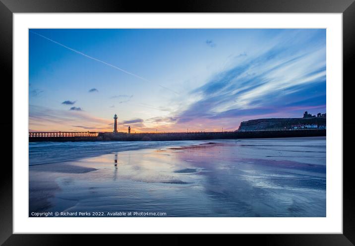 Whitby Beach Reflections Framed Mounted Print by Richard Perks