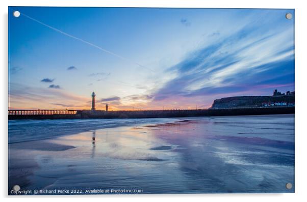 Whitby Beach Reflections Acrylic by Richard Perks