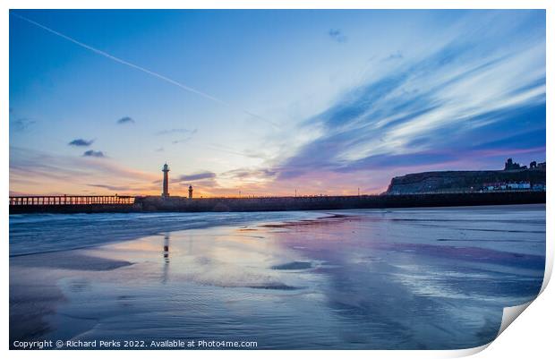 Whitby Beach Reflections Print by Richard Perks