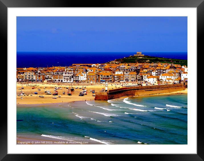 St Ives with incoming tide, Cornwall, UK. Framed Mounted Print by john hill