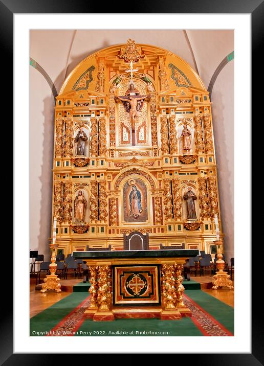 Golden Altar Mission Basilica San Juan Capistrano California Framed Mounted Print by William Perry