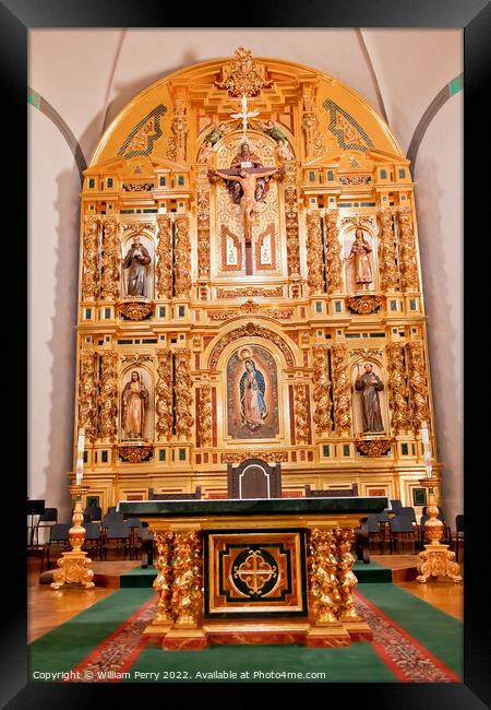 Golden Altar Mission Basilica San Juan Capistrano California Framed Print by William Perry