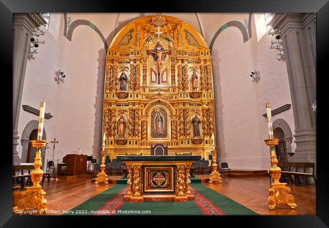 Golden Altar Mission Basilica San Juan Capistrano Church Califor Framed Print by William Perry