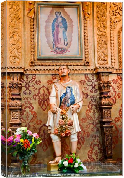 Juan Diego Statute Guadalupe Shrine Mission Basilica San Juan Ca Canvas Print by William Perry