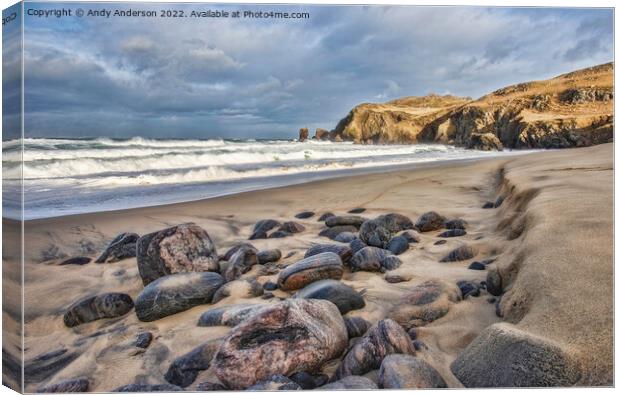 Isle of Lewis Rocky Beach Canvas Print by Andy Anderson