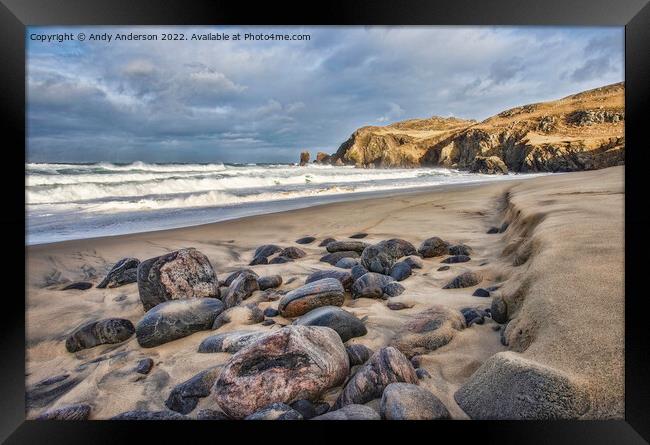 Isle of Lewis Rocky Beach Framed Print by Andy Anderson