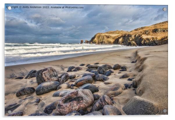 Isle of Lewis Rocky Beach Acrylic by Andy Anderson