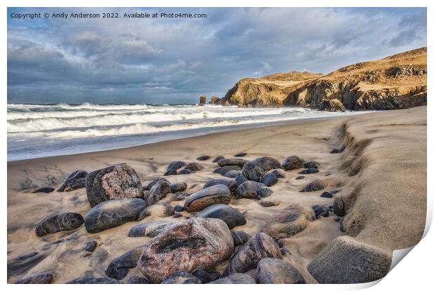 Isle of Lewis Rocky Beach Print by Andy Anderson