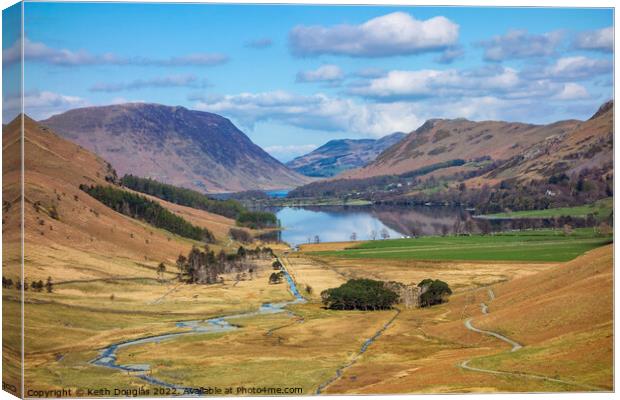 Buttermere from Warnscale Beck path Canvas Print by Keith Douglas
