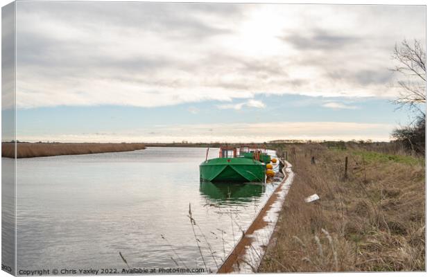 Metal workboats on the Bure, Acle Canvas Print by Chris Yaxley