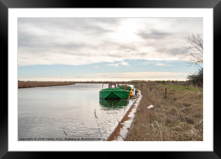 Metal workboats on the Bure, Acle Framed Mounted Print by Chris Yaxley