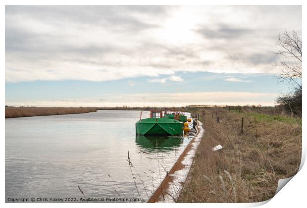 Metal workboats on the Bure, Acle Print by Chris Yaxley